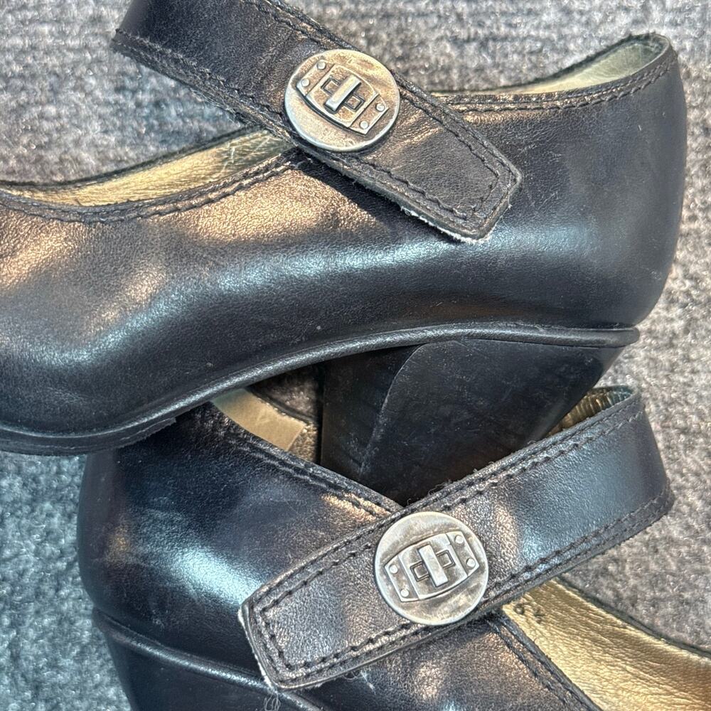Fidji Black Leather Mary Jane Pumps Shoes Heels Womens 6 EU 36.5 Professional - Picture 7 of 10